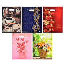 Пакет с вырубной ручкой 40*50 70мкм В АССОРТИМЕНТЕ