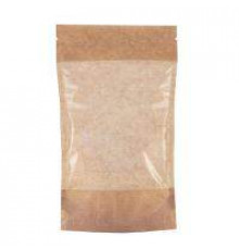 Пакет дой-пак 185*110мм бумажный крафт окно 90мм с застежкой зип лок (100/700)