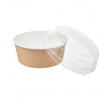 Салатник круглый ECO крафт дно+крышка купольная прозр 1000мл