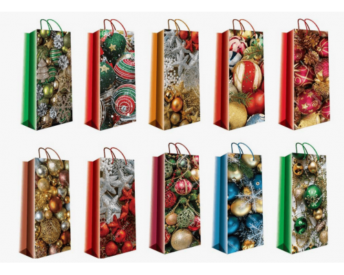 Пакет подарочный под бутылку 120*360*90 НОВЫЙ ГОД в ассортименте купить в Новосибирске в Упакофф