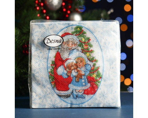 Салфетки бумажные 25*25 40листов 1-слойные Новый год рисунок в ассортименте купить в Новосибирске в Упакофф