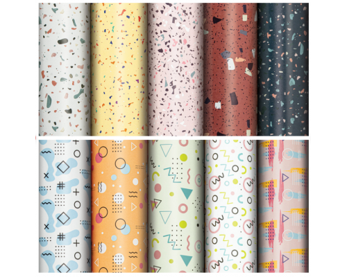 Бумага упаковочная 70*100см Terrazzo&Memphis ассорти купить в Новосибирске в Упакофф