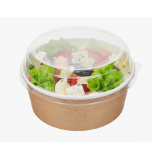 Контейнер "OSQ" Round Bowl 750мл крафт/белый c выпуклой крышкой
