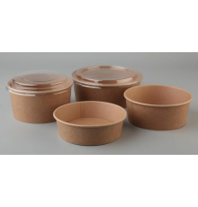 Контейнер "OSQ" Round Bowl 1000мл крафт/крафт c выпуклой крышкой