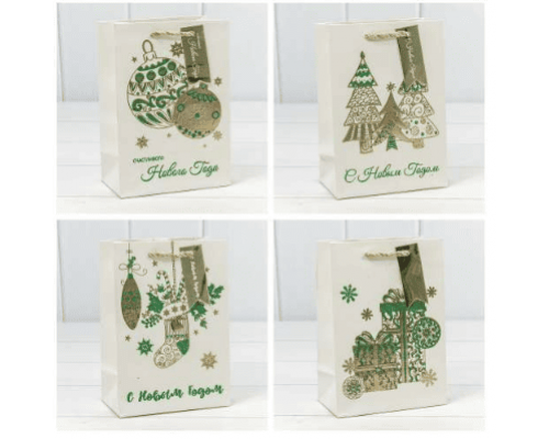 Пакет подарочный 20*14*8 НОВЫЙ ГОД НГ рисунок в ассортименте