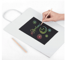 Пакет подарочный 26x13x32 НАБОР скретч-слой+стилус "White Kraft"