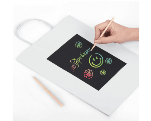 Пакет подарочный 26x13x32 НАБОР скретч-слой+стилус "White Kraft"