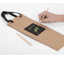 Пакет подарочный под бутылку крафт 13х8х36 НАБОР скретч-слой+стилус