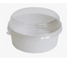 Салатник круглый ECO Round Bowl белый дно+крышка купольная прозр 1000мл