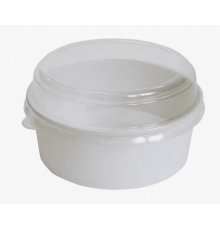 Салатник круглый ECO Round Bowl белый дно+крышка купольная прозр 1000мл
