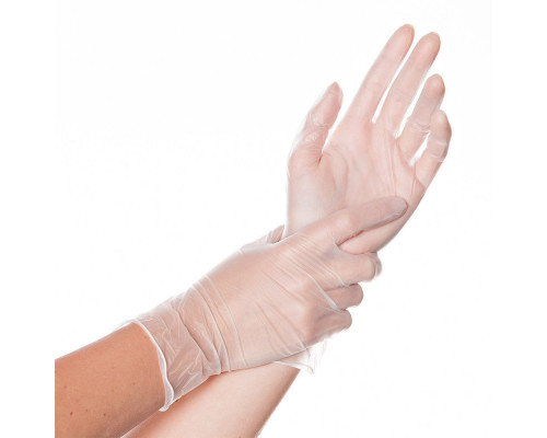 Перчатки виниловые прозрачные XL (уп 100шт)