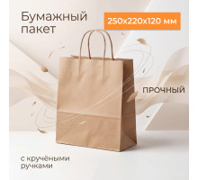 Пакет бумажный с круч. ручками 250*220*120 крафт (кор250шт)
