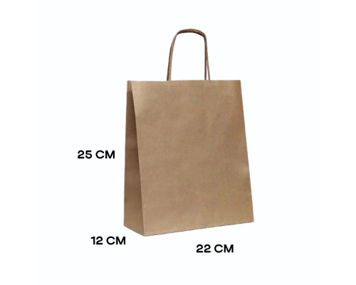 Пакет бумажный с круч. ручками 250*220*120 крафт (кор250шт)