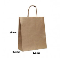 Пакет бумажный с круч. ручками 280*240*140 крафт (кор300шт)