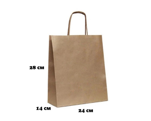 Пакет бумажный с круч. ручками 280*240*140 крафт (кор300шт)