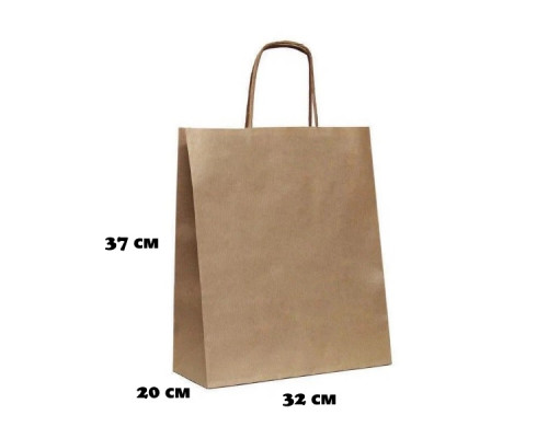 Пакет бумажный с круч. ручками 370*320*200 крафт (кор200шт)