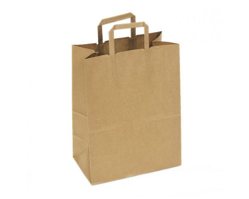 Пакет бумажный с плоскими ручками 280*240*140 крафт