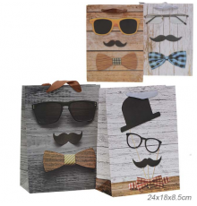 Пакет подарочный бумажный 24*18*10 Мужской микс рисунок в ассортименте