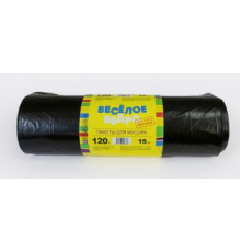 Мешок для мусора ПВД 120л 15шт Веселое ведро 38мкм в рулоне