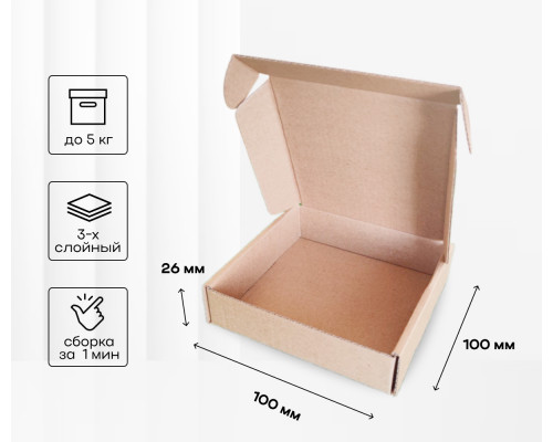 Коробка картонная самосборная 100*100*26мм СП ЧЛБ НСК