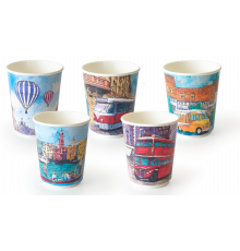 Стакан бумажный 350мл D90 с рисунком в ассортименте