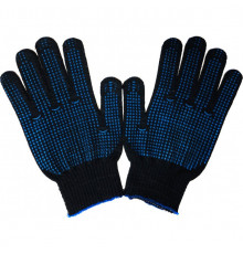 Перчатки х/б 10 класс 5 нитей с ПВХ черные