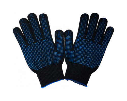 Перчатки х/б 10 класс 5 нитей с ПВХ черные