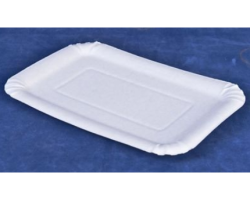 Тарелка картонная 140*210мм белая мелованная (уп. 100)