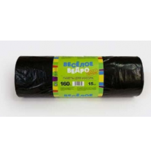 Мешок для мусора ПВД 60л 15шт Веселое ведро в рулоне черные