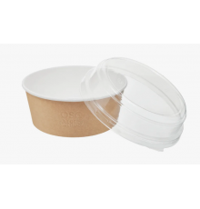 Салатник круглый ECO крафт дно+крышка купольная прозр 800мл
