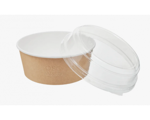 Салатник круглый ECO крафт дно+крышка купольная прозр 800мл