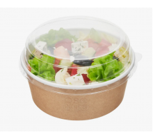 Контейнер OSQ Round Bowl 750мл крафт/белый c выпуклой крышкой