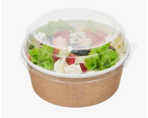 Контейнер OSQ Round Bowl 750мл крафт/белый c выпуклой крышкой