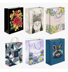 Пакет подарочный бумажный 26*13*32 ЛЮКС микс рисунок в ассортименте