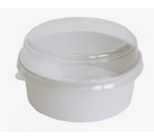 Салатник круглый ECO Round Bowl белый дно+крышка купольная прозр 1000мл