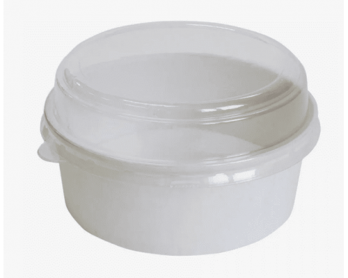 Салатник круглый ECO Round Bowl белый дно+крышка купольная прозр 1000мл